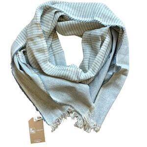 NEW Be Kind by Ellen x Tribe Alive Upcycled Denim Striped Chambray Scarf